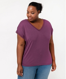 GEMO Tee-shirt à manches courtes à col V femme grande taille Violet