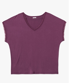 tee-shirt a manches courtes a col v femme grande taille violet t-shirts manches courtesE633601_4