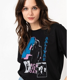 tee-shirt a manches courtes avec motif femme - aaliyah noir t-shirts manches courtesE633801_2