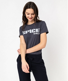 tee-shirt a manches courtes imprime devant et dos femme - spice girls noirE633901_1