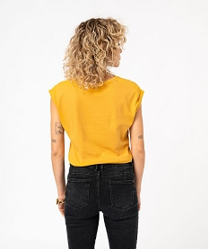 tee-shirt manches courtes imprime coupe loose femme jaune t-shirts manches courtesE634001_3