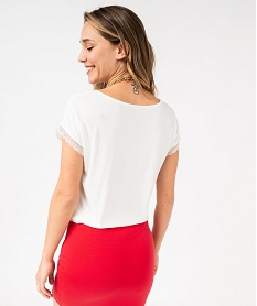 tee-shirt a manches courtes et col v en dentelle coupe loose femme blanc chine t-shirts manches courtesE634401_3
