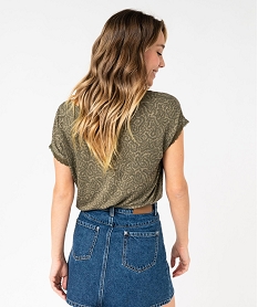 tee-shirt a manches ultra courtes et col v en dentelle femme vert t-shirts manches courtesE634601_3