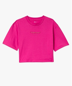 tee-shirt court a manches courtes avec message brode femme rose t-shirts manches courtesE634901_4