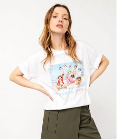 GEMO Tee-shirt manches courtes imprimé femme - One Piece Blanc