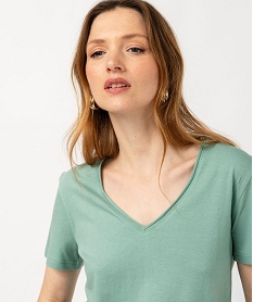 tee-shirt a manches courtes avec col v roulotte femme vert t-shirts manches courtesE635401_4