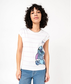 tee-shirt a manches courtes motif stitch femme - disney blancE635601_2