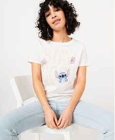 GEMO Tee-shirt à manches courtes avec motif Stitch femme - Disney Beige