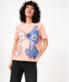 tee-shirt oversize avec motif stitch femme - disney rose t-shirts manches courtesE635801_1