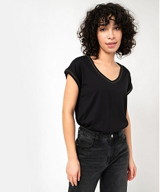 tee-shirt a manches courtes avec finitions pailletees femme noirE635901_1