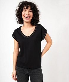 tee-shirt a manches courtes avec finitions pailletees femme noirE635901_2