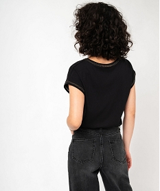 tee-shirt a manches courtes avec finitions scintillantes femme noirE635901_3