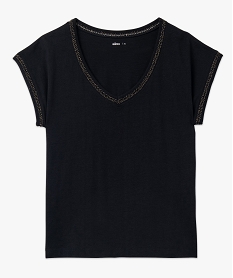 tee-shirt a manches courtes avec finitions pailletees femme noirE635901_4