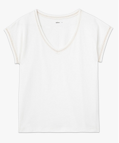 tee-shirt a manches courtes avec finitions scintillantes femme beige hauts a paillettesE636001_4