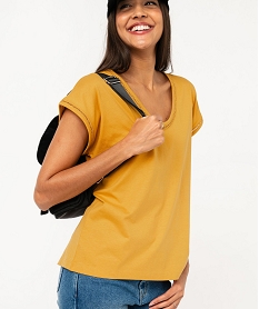 GEMO Tee-shirt à manches courtes avec finitions scintillantes femme jaune standard