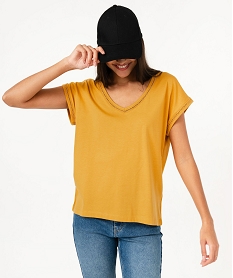 tee-shirt a manches courtes avec finitions scintillantes femme jaune t-shirts manches courtesE636101_2