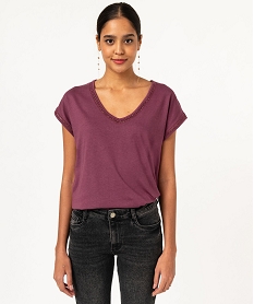 tee-shirt a manches courtes avec finitions scintillantes femme violet t-shirts manches courtesE636201_1
