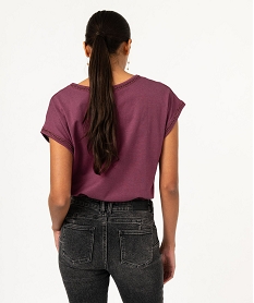 tee-shirt a manches courtes avec finitions scintillantes femme violet t-shirts manches courtesE636201_3