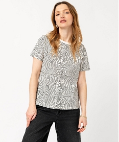 tee-shirt manches courtes imprime graphique femme beige t-shirts manches courtesE636601_2