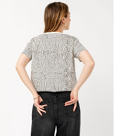 tee-shirt manches courtes imprime graphique femme beige t-shirts manches courtesE636601_3