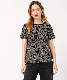 tee-shirt manches courtes imprime graphique femme noir t-shirts manches courtesE636701_2