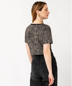 tee-shirt manches courtes imprime graphique femme noir t-shirts manches courtesE636701_3