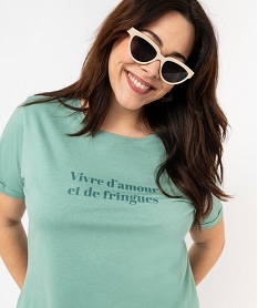 tee-shirt a manches courtes avec message femme grande taille vert t-shirts manches courtesE637001_1