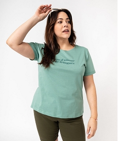 tee-shirt a manches courtes avec message femme grande taille vert t-shirts manches courtesE637001_2