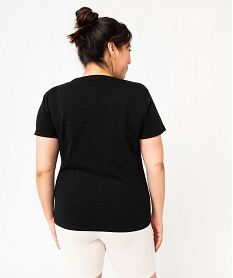 tee-shirt a manches courtes avec message femme grande taille noir t-shirts manches courtesE637101_3