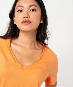 tee-shirt a manches courtes avec col v roulotte femme orangeE637301_2