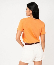 tee-shirt a manches courtes avec col v roulotte femme orange t-shirts manches courtesE637301_3