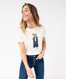 GEMO Tee-shirt manches courtes ample imprimé femme - LuluCastagnette Beige