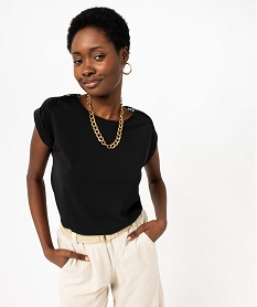 GEMO Tee-shirt à manches courtes avec épaules en dentelle femme noir standard