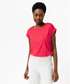 tee-shirt a manches courtes avec epaules en dentelle femme rose t-shirts manches courtesE638001_2