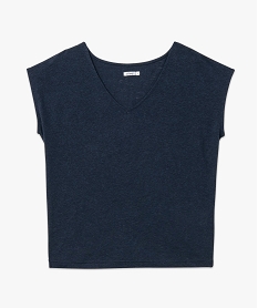 tee-shirt manches courtes coupe loose en lin femme navy t-shirts manches courtesE638601_4