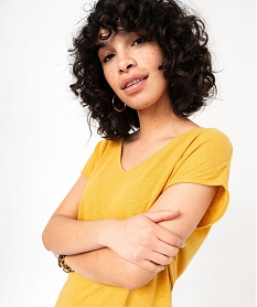 tee-shrit manches courtes loose en lin femme jaune t-shirts manches courtesE638801_2