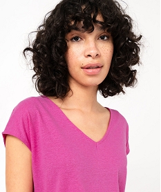 tee-shrit manches courtes loose en lin femme rose t-shirts manches courtesE638901_2