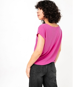 tee-shrit manches courtes loose en lin femme rose t-shirts manches courtesE638901_3