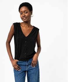 GEMO Débardeur en maille pailletée avec boutons femme noir standard