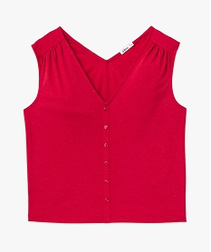 debardeur en maille pailletee avec boutons femme rouge t-shirts manches courtesE639501_4