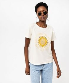 tee-shirt a manches courtes avec motif boheme femme beige t-shirts manches courtesE639701_2