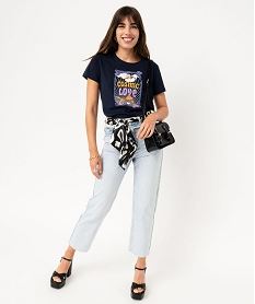 tee-shirt a manches courtes avec motif boheme femme bleu t-shirts manches courtesE639801_4