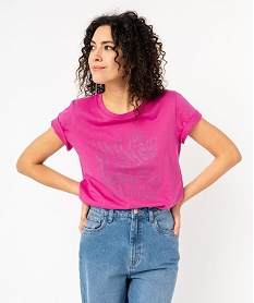 tee-shirt a manches courtes avec motif boheme femme roseE639901_1