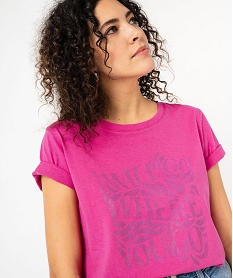 tee-shirt a manches courtes avec motif boheme femme rose t-shirts manches courtesE639901_2
