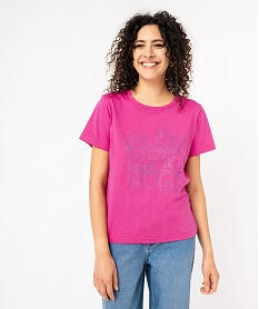 tee-shirt a manches courtes avec motif boheme femme roseE639901_4