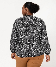 tee-shirt imprime a manches longues a col v femme grande taille noir t-shirts manches longuesE640601_3