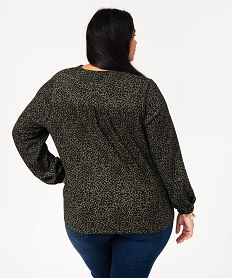 tee-shirt imprime a manches longues a col v femme grande taille rouge t-shirts manches longuesE640701_3