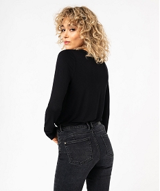 tee-shirt a manches longues avec col v scintillant femme noir t-shirts manches longuesE641201_3