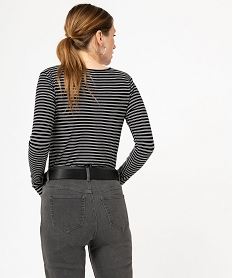 tee-shirt court a manches longues raye femme noir t-shirts manches longuesE642001_3