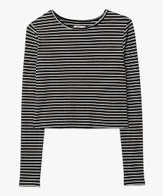 tee-shirt court a manches longues raye femme noir t-shirts manches longuesE642001_4